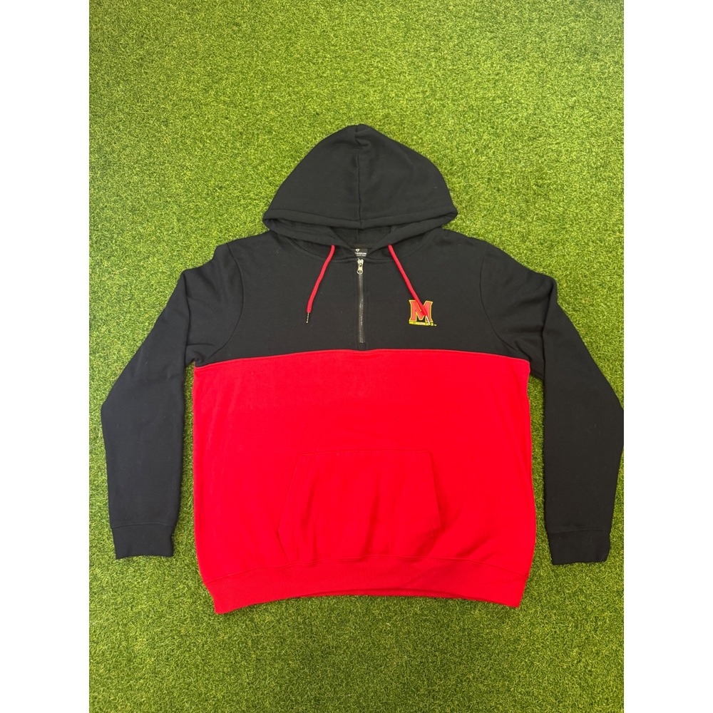 Colosseum Maryland Terrapins Womens XXL Hoodie Quarter‎ Zip Colorblock Black Red